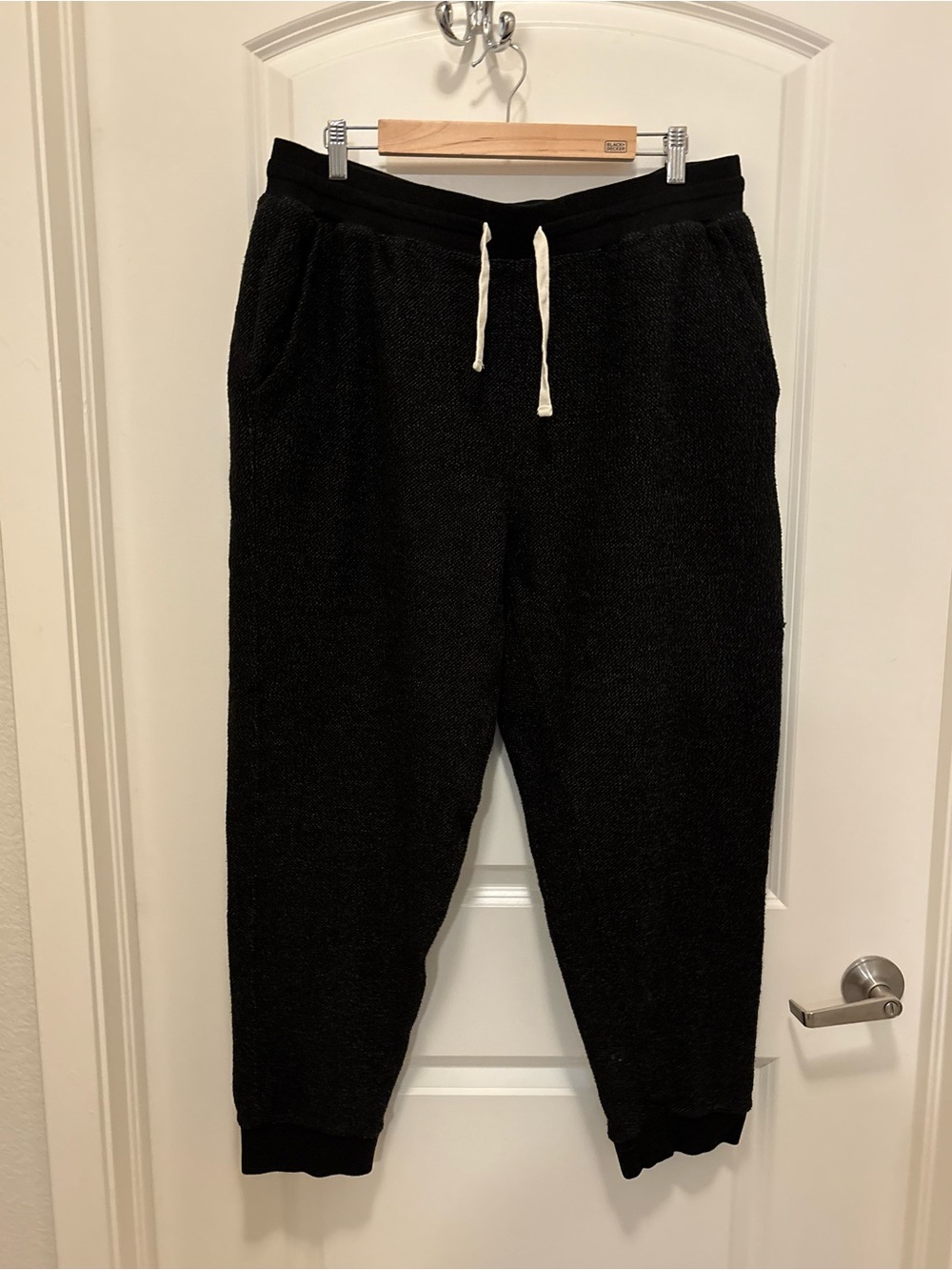 Marine Layer Black Terry Joggers with White Drawstring